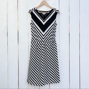 Merona Women’s Black White Chevron Striped V Neck Sheer Sleeveless Dress Target